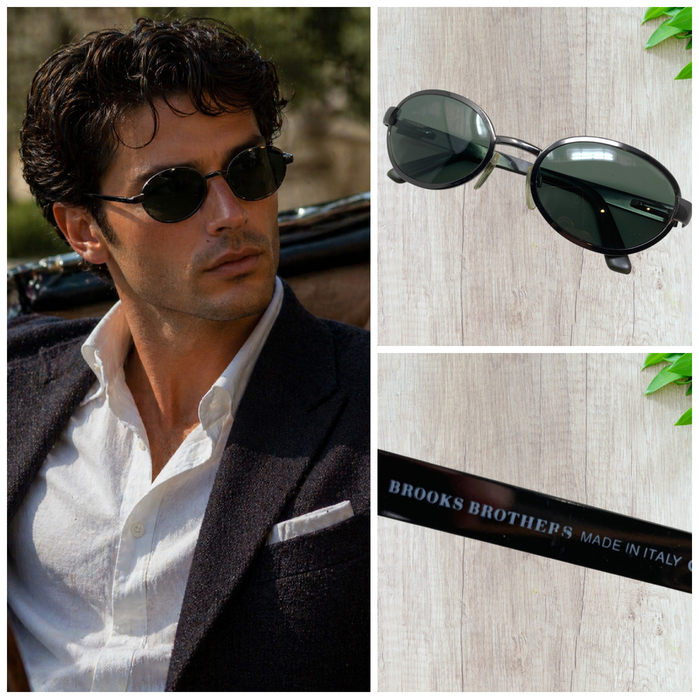 Brooks Brothers BB 199-S Sunglasses Matte Silver Black Oval Italy 1081/48 135